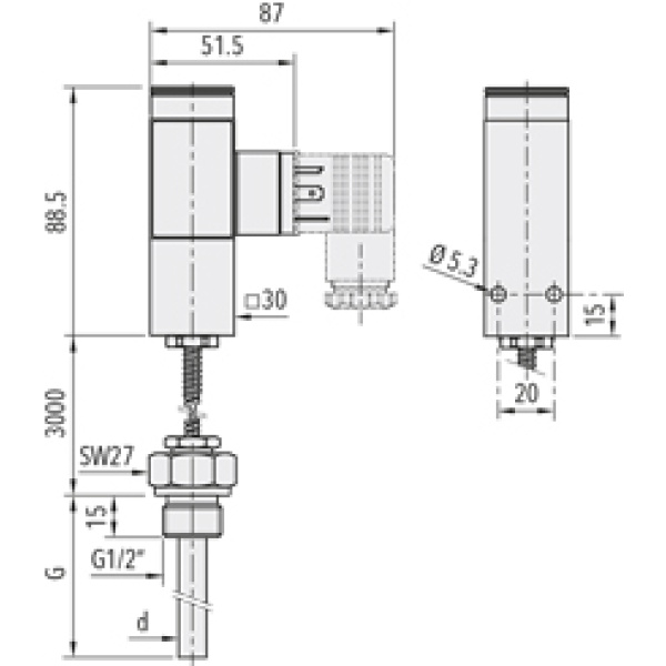 Trafag Blok-thermostaat met 3 mtr. capillair ISP-474 - Afbeelding 2