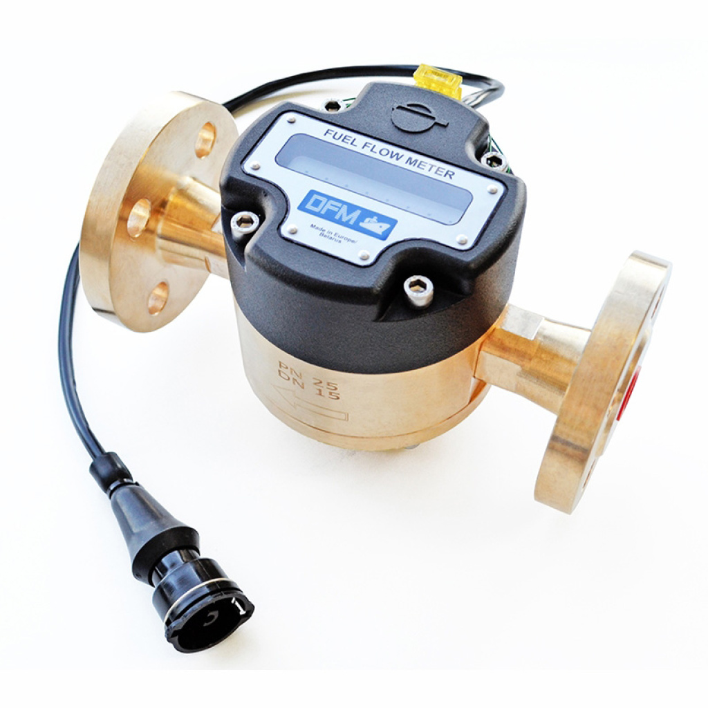 Fuel consumption meter DFM Marine with solid brass flange and housing