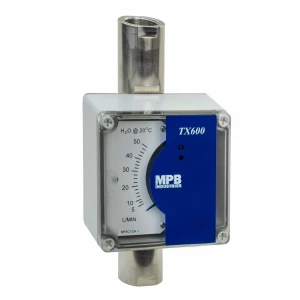 Flowmeter TX600 voorzien van een 4-20mA tweedraadstransmitter.