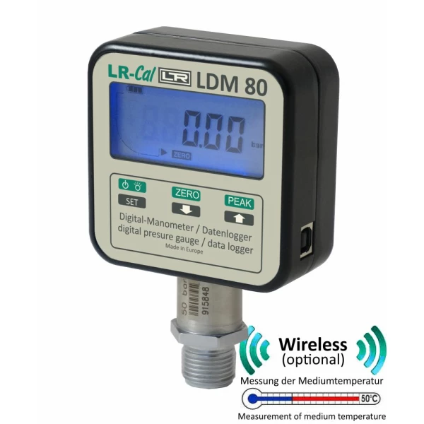 Pneumatische Drukkalibratiepomp met digitale manometer LPP-40+DM80, Bereik -1 / + 40 Bar - Image 4