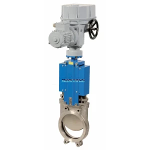Knivskydeventil elektrisk aktiveret 230V AC IP67 DN150 Knivskydeventil med metalsæde Jern, on-off MT 230V