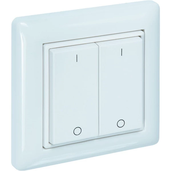 WT-FSE-Orw Radiographic transmitter, wall push button, 2 / 4 channels white / frosted, print light I-O (no window)