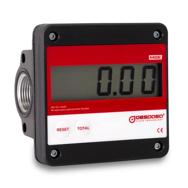 Caudalímetro para gasóleo, lubricantes, biodiesel | MGE-110 - ELECTRÓNICO 5-110 l/min - ±0,5% - F1" - Pantalla LCD