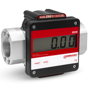 Flowmåler til smøremidler, diesel, biodiesel | MGE-250 - ELEKTRONISK 10-250 l/min - ±0,5% | 1,5" tilslutning