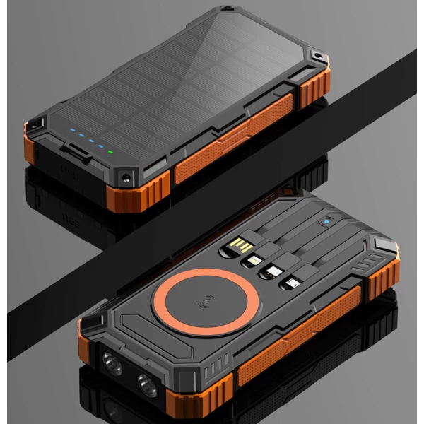 Solar Powerbank 30000mAh | draadloos opladen - robuust design - ingebouwde zonnecel - meerder USB-poorten - Görsel 2