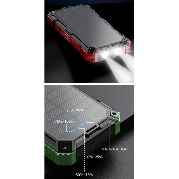 Solar Powerbank 30000mAh | draadloos opladen - robuust design - ingebouwde zonnecel - meerder USB-poorten - Bilde 6