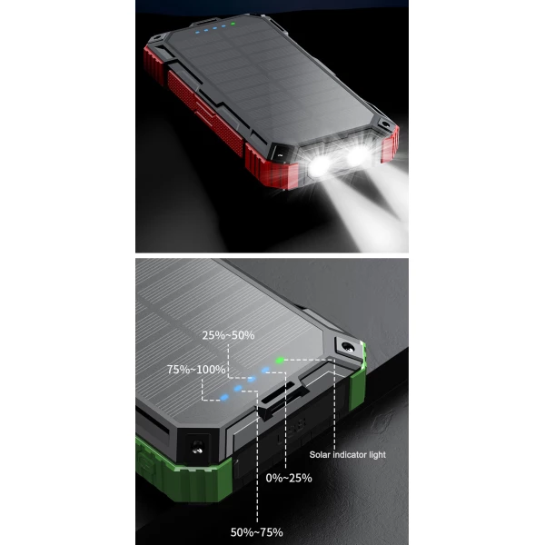 Solar Powerbank 30000mAh | draadloos opladen - robuust design - ingebouwde zonnecel - meerder USB-poorten - Görsel 6