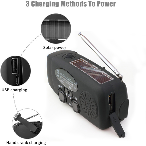 Noodradio NOAA/AM/FM en opwindbaar | Zwart - Afbeelding 4