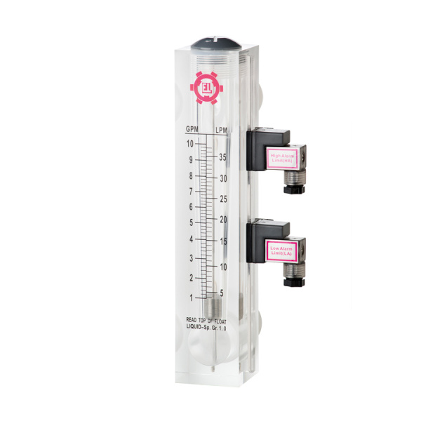 FMP2E – Variable area flow meters (panel type) with 2 adjustable contacts